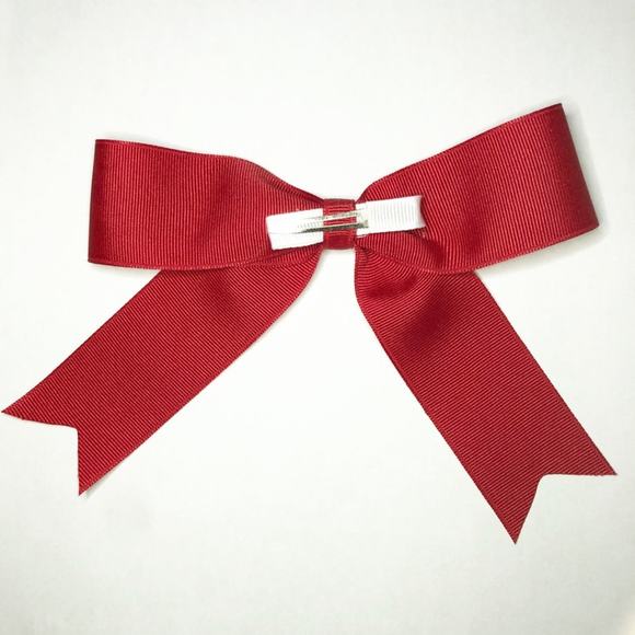 Girls Red Small Hair Bow - Picture 2 of 3